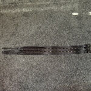 AllSaints Black Studded Triple Buckle Leather Waist Belt